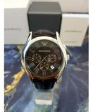 Emporio Armani Valente Chronograph Brown Dial Brown Leather Strap Watch For Men - AR0671 Authentic Buy Shop Now