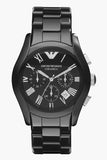 Emporio Armani Valente Chronograph Black Dial Black Ceramic Strap Watch For Men - AR1400