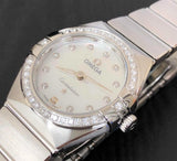 Omega Constellation Manhattan Quartz Diamonds Mother of Pearl Dial Silver Steel Strap Watch for Women - 131.15.25.60.55.001 Authentic Buy Shop Now