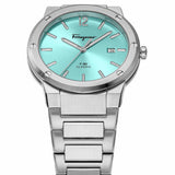 Salvatore Ferragamo F-80 Classic Tiffany Blue Dial Silver Steel Strap Watch for Men - SFDT02323 Authentic Buy Shop Now