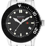 Gucci G Timeless Black Dial Silver Steel Strap Watch For Men - YA126249 Authentic Buy Shop Now