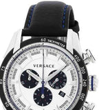 Versace V-Ray Quartz Silver Dial Black Leather Strap Watch for Men - VDB010014 Authentic Buy Shop Now