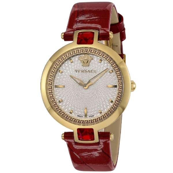 Versace Crystal Gleam White Dial Red Leather Strap Watch For Women - VAN040016 Authentic Buy Shop Now