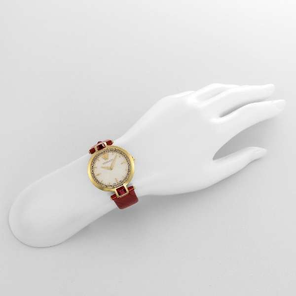 Versace Crystal Gleam White Dial Red Leather Strap Watch For Women - VAN040016 Authentic Buy Shop Now