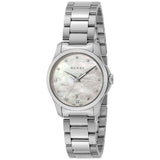 Gucci G Timeless Diamonds Mother of Pearl Dial Silver Steel Strap Watch For Women - YA126542 Authentic Buy Shop Now
