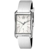 Calvin Klein Window White Dial White Leather Strap Watch for Women - K2M23120 Authentic Buy Shop Now