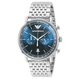 Emporio Armani Aviator Chronograph Blue Dial Silver Steel Strap Watch For Men - AR11238 Authentic Buy Shop Now