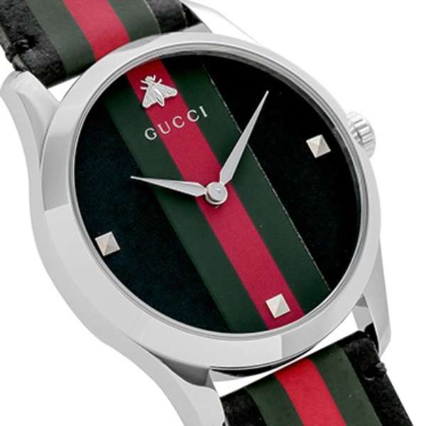 Gucci G Timeless Quartz Black Dial Multicolored Black Leather Strap Watch For Men - YA1264079 Authentic Buy Shop Now