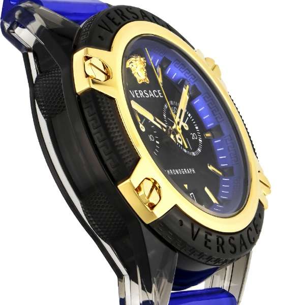 Versace Icon Active Chronograph Black Dial Blue Rubber Strap Watch For Men VEZ700521 Authentic Buy Shop Now
