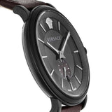 Versace V-Circle Manifesto Black Dial Maroon Leather Strap Watch for Men - VBQ040017 Authentic Buy Shop Now