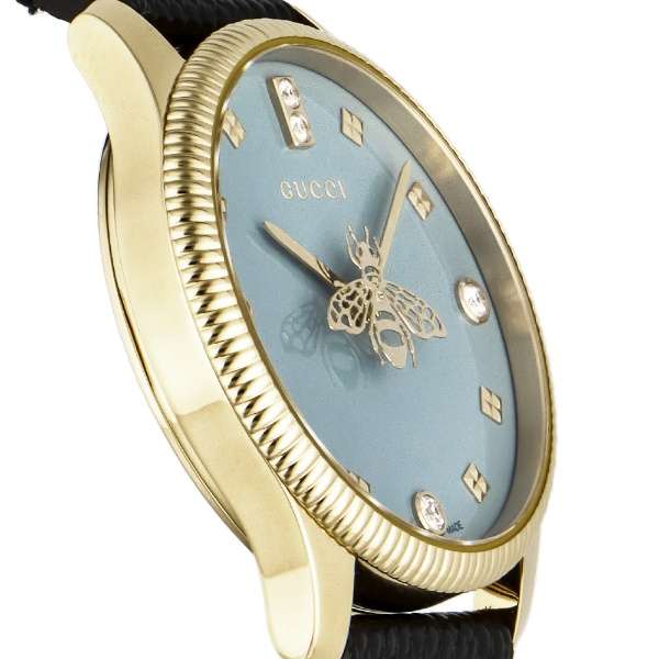 Gucci G Timeless Quartz Blue Dial Black Leather Strap Watch For Men - YA1265018 Authentic Buy Shop Now