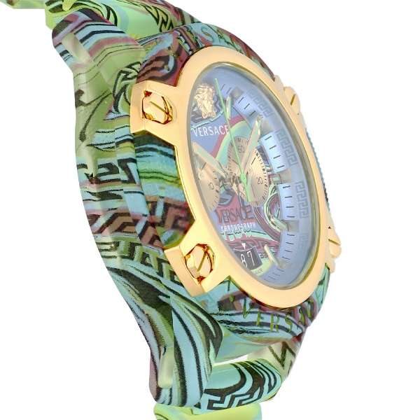 Versace Icon Active Chronograph Blue Dial Green Rubber Strap Watch For Men - VEZ701322 Authentic Buy Shop Now