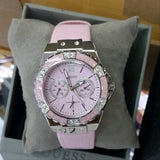 Guess Limelight Quartz Diamonds Pink Dial Pink Denim Strap Watch For Women - W0775l15 Authentic Buy Shop Now