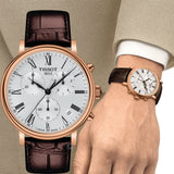Tissot Carson Premium Chronograph Silver Dial Brown Leather Strap Watch For Men - T122.417.36.033.00 Authentic Buy Shop Now