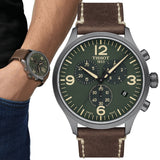 Tissot T Sport Chrono XL Green Dial Brown Leather Strap Watch For Men - T116.617.36.097.00 Authentic Buy Shop Now