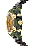 Versace Icon Active Chronograph Gold Dial Black Silicone Strap Watch For Men - VEZ700321 Authentic Buy Shop Now