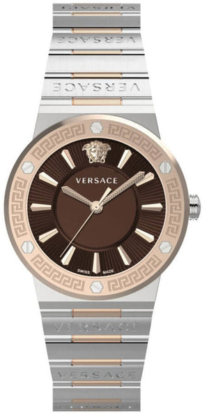 Versace Grace Quartz Brown Dial Two Tone Steel Strap Watch For Women - VEVH01220 Authentic Buy Shop Now