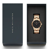 Daniel Wellington Iconic Link Black Dial Rose Gold Steel Strap Watch for Women - DW00100210 Authentic Buy Shop Now