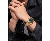 Guess Asset Quartz Green Dial Gold Steel Strap Watch For Men - GW0575G2 Authentic Buy Shop Now