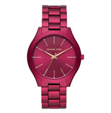 Michael Kors Slim Runway Red Dial Red Steel Strap Watch For Women - MK4505 Authentic Buy Shop Now