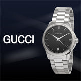 Gucci G Timeless Black Dial Silver Steel Strap Unisex Watch - YA126457 Authentic Buy Shop Now