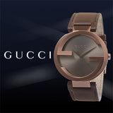 Gucci Interlocking Iconic Brown Dial Brown Leather Strap Watch For Women - YA133207 Authentic Buy Shop Now