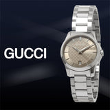 Gucci G Timeless Brown Dial Silver Steel Strap Watch For Women - YA126526 Authentic Buy Shop Now