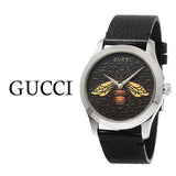 Gucci G Timeless Bee Black Dial Black Leather Strap Watch For Women - YA1264067 Authentic Buy Shop Now