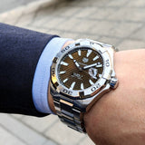Tag Heuer Aquaracer Calibre 5 Automatic Sunray Brown Dial Silver Steel Strap Watch for Men - WAY2018.BA0927 Authentic Buy Shop Now