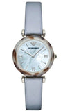 Emporio Armani White Dial Light Blue Leather Strap Watch For Women - AR11002 Authentic Buy Shop Now