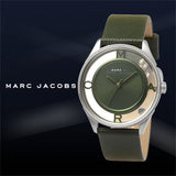 Marc Jacobs Tether Transparent Green Dial Green Leather Strap Watch for Women - MBM1378 Authentic Buy Shop Now
