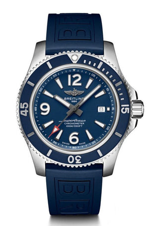 Breitling Superocean 44mm Automatic Blue Dial Blue Rubber Strap Watch for Men - A17367D81C1S2 Authentic Buy Shop Now