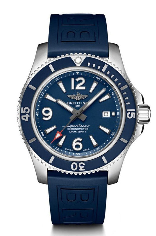 Breitling Superocean 44mm Automatic Blue Dial Blue Rubber Strap Watch for Men - A17367D81C1S2 Authentic Buy Shop Now