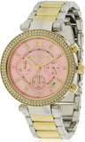 Michael Kors Parker Pink Dial Two Tone Steel Strap Watch for Women - MK6140 Authentic Buy Shop Now