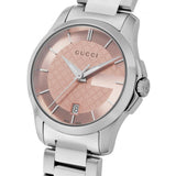 Gucci G Timeless Pink Dial Silver Steel Strap Watch For Women - YA126524 Authentic Buy Shop Now