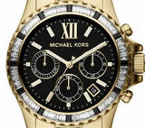 Michael Kors Everest Chronograph Black Dial Gold Steel Strap Watch For Women - MK5828 Authentic Buy Shop Now