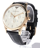 Emporio Armani Classic Chronograph White Dial Black Leather Strap Watch For Men - AR1892 Authentic Buy Shop Now