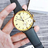 Emporio Armani Gianni Beige Dial Grey Leather Strap Watch For Men - AR0386 Authentic Buy Shop Now
