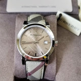 Burberry The City Grey Dial Checked Grey Leather Strap Watch for Women - BU9118 Authentic Buy Shop Now