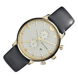 Emporio Armani Gianni Beige Dial Grey Leather Strap Watch For Men - AR0386 Authentic Buy Shop Now