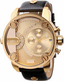 Diesel Mr Daddy Gold Dial Black Leather Strap Watch For Men - DZ7363 Authentic Buy Shop Now