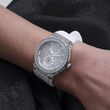 Guess Princess Crystals Silver Dial White Silicone Strap Watch For Women - GW0439L1 Authentic Buy Shop Now