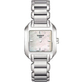 Tissot T Wave Diamonds Mother of Pearl Dial Silver Steel Strap Watch for Women - T02.1.285.74 Authentic Buy Shop Now