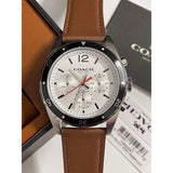 Coach Sullivan Chronograph White Dial Brown Leather Strap Watch for Men - 14602057 Authentic Buy Shop Now
