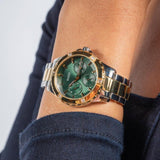 Guess Mist Analog Green Dial Two Tone Steel Strap Watch For Women - GW0723L1 Authentic Buy Shop Now
