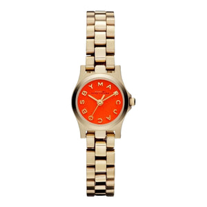 Marc Jacobs Henry Dinky Red Dial Gold Steel Strap Watch for Women - MBM3202 Authentic Buy Shop Now