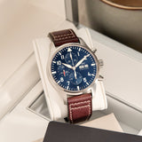 IWC Pilot’s Watch Chronograph Edition “Le Petit Prince” Blue Dial Brown Leather Strap Watch for Men - IW377714 Authentic Buy Shop Now