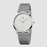 Calvin Klein Minimal White Dial Silver Mesh Bracelet Watch for Men - K3M2112Y Authentic Buy Shop Now