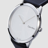 Calvin Klein Minimal Silver Dial Black Leather Strap Watch for Men - K3M221CY Authentic Buy Shop Now