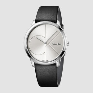 Calvin Klein Minimal Silver Dial Black Leather Strap Watch for Men - K3M211CY Authentic Buy Shop Now
